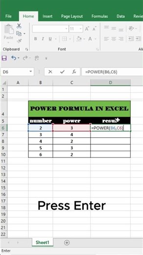 How to Use POWER Formula in Excel | Excel Tips & Tricks 💡Power Formula in Excel #excelshorts