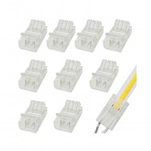 2-Pin 8mm COB Strip to Wire Connector Unwired Clips Solderless Adapter Terminal Extension Connection for High Density LED Strips Lights 12V 24V (Pack of 10)