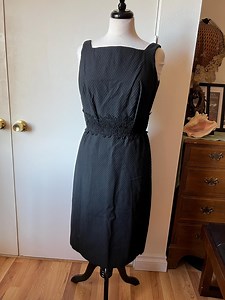 100% Black Cotton 1950s Wiggle Dress, Square Neck, Sleeveless, With Lace, 30 Inch Waist - Etsy