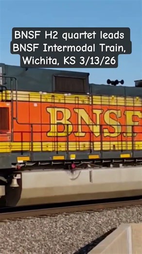 BNSF H2 quartet leads BNSF Intermodal Train, Wichita KS 3/13/26 #railfan #trainspotting #bnsf #train