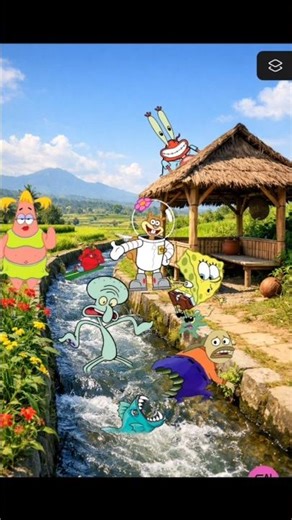 SQUIDWARD ALMOST GOT EATEN! 😱 SpongeBob Turns This Village Into CHAOS! 😂 #spongebob