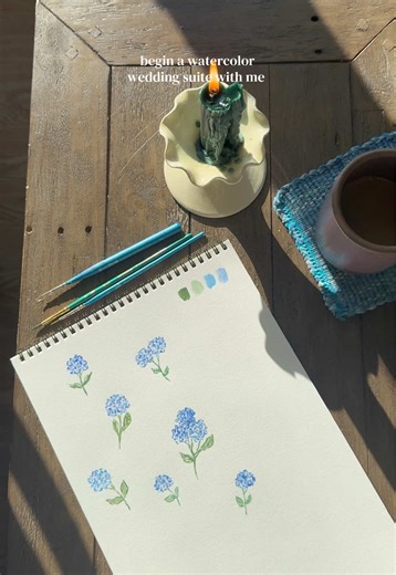 channeling @katie marie | artist this morning 🩵🫶🏼 stay tuned for next steps 💌 #weddinginspo #mainewedding #hydrangeas #watercolor