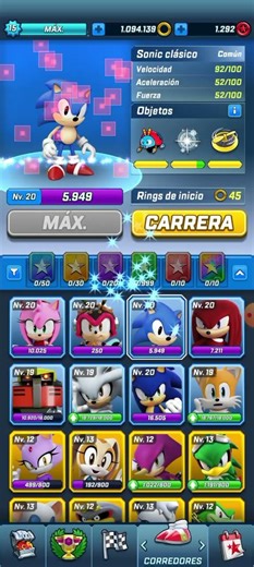 Mejorando A Sonic Clásico Al Nivel Máximo En Sonic Forces speed Battle 👍