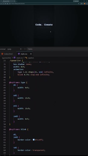 Pure CSS Typewriter Effect Tutorial! #css #html #coding #programming #frontend #shorts