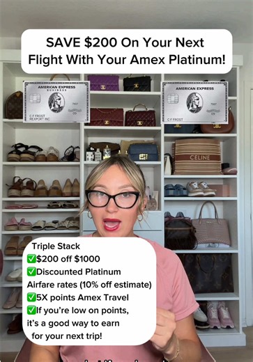 Comment “TRAVEL” and I’ll send you my full guide to the Amex Platinum airfare perk and how to use it. Amex Platinum cardholders can access discounted Platinum Member Airfares on select airlines through Amex Travel, and there’s currently a targeted Amex Offer: spend $1,000  on qualifying Platinum Member Airfares and get $200 back by October 31, 2026. That means you could potentially stack discounted airfare   $200 back   5X Membership Rewards points. The $200 Amex Offer is targeted, so check your