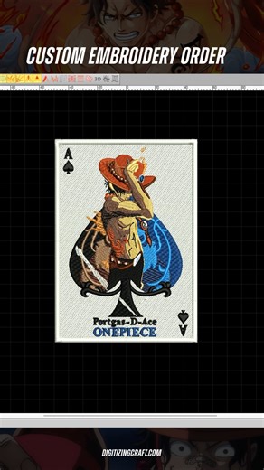 ace one piece embroidery design file #animeembroidery #machineembroiderydesign #embroiderydesign