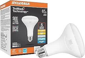 Sylvania TruWave BR30 LED Light Bulb, 7.5W = 65W, 5 CCT Select 2700/3000 / 3500/4000 / 5000K, Dimmable, 650 LMS, Frosted Finish - 1 Pack (41922)