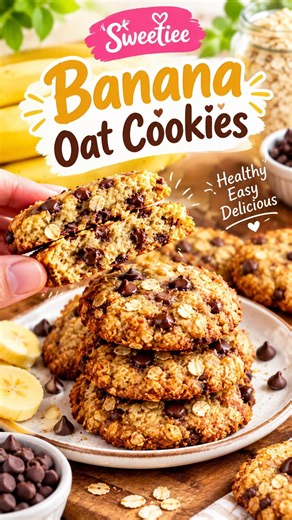 BANANA OAT Cookies 🍌🍪 | Easy, Healthy & Delicious #shorts