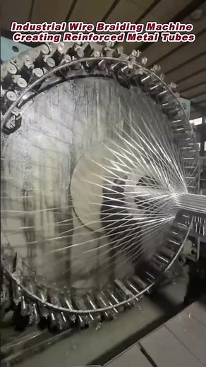 Industrial Wire Braiding Machine Creating Reinforced Metal Tubes