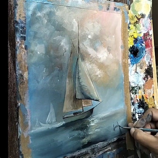 How to Paint a Boat in the Sea | Easy Step-by-Step Painting Tutorial #draw #art #artist #tutorial