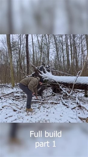 Pralis Bushcraft on Instagram: "Building a Cozy Winter Shelter Under Tree Roots | Ice Fishing Full build part 1 #bushcraft #survival #pralisbushcraft"