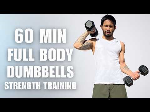 60 Min Full Body Workout With Dumbbells | At Home Strength Training (Beginner–Intermediate)