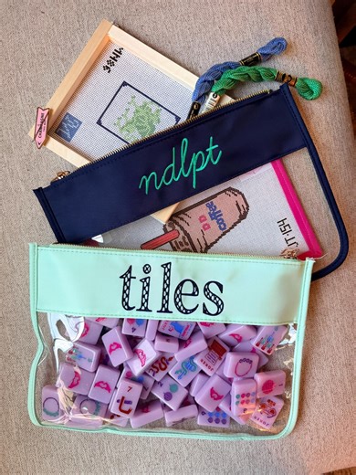 Custom Clear Vinyl Pouch, Personalized Embroidered Product Pouch for Needlepoint and Mahjong - Etsy