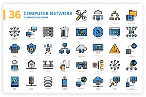 36 Computer Network Icons x 3 Styles, an Icon by monkik