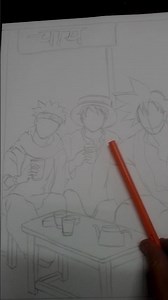 3 Anime Legends in ONE Drawing 😱 | Goku Naruto Luffy Outline Tutorial