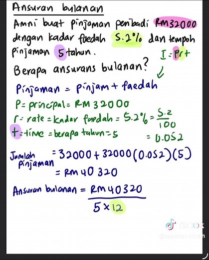 Simpanan dan Pelaburan Tingkatan 3: Ansuran Bulanan (Bab 3)