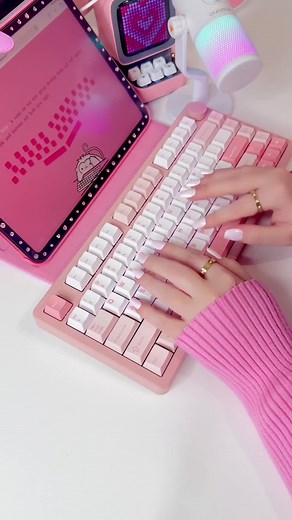 Keyboard typing ASMR sound test of the pink Hi8 keyboard from whatgeek x LEOBOG 🩷 #keyboard #mechanicalkeyboard #keyboardasmr #asmr #satisfying #type #typing