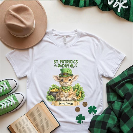 Lucky Clover and Giraffe T-shirt - St Patrick's Day Unisex Tee - Etsy