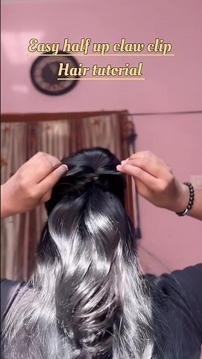Easy half up claw clip hair tutorial #viral #hairstyle #hairtutorial #hair #shorts #ytshorts #fyp