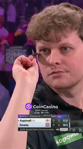 Aspinall nails a clinical 102 checkout against Doets! 🎯🔥 #shorts #darts #pdc #2026 #championship