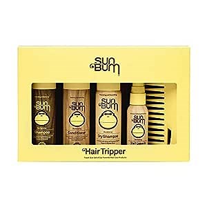 Sun Bum Hair Tripper I Hair Care Travel Size Kit with Revitalizing Shampoo, Conditioner, Dry Shampoo, 3-in-1 Leave in Conditioner Spray and Comb I TSA Approved