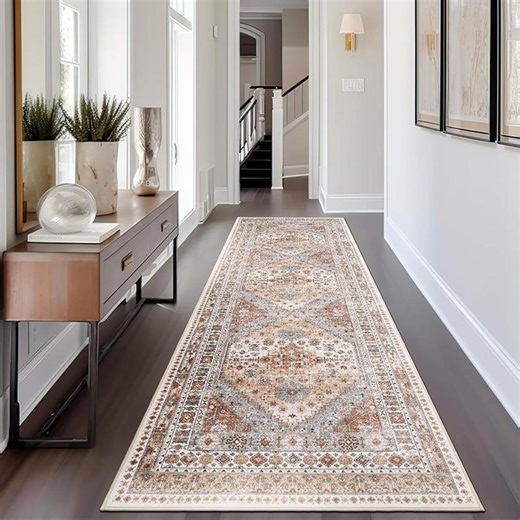 Orange Vintage Medallion Runner Rug: Non-slip, Low-pile Soft Carpet for Hallway Entryway 2ftx10ft - Etsy