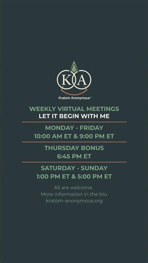 Kratom Anonymous Virtual Meeting Schedule