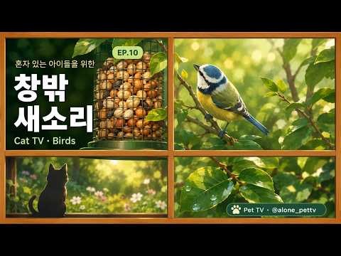 고양이를 위한 새 영상 1시간 | 창밖 새소리 풍경 | Cat TV - Birds for Cats to Watch