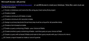 Microsoft Access - Final Project Instructions (65 Points)Crea... | Filo