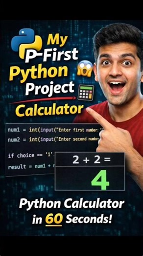 👉 Python Calculator in 30 Seconds 😱 #Python #Calculator #Coding #Beginner project