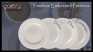 Tabletops Gallery Embossed White Porcelain Round Dinnerware - Bloom 12 Piece Dinnerware Set