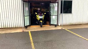 How's this for convenience? Check out this customer riding his brand new K1600B right out of our South Windsor, CT showroom! | MAX BMW Motorcycles