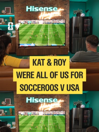 TENSE times in the Hisense Hangout 😬 Kat Sasso and Roy O’Donovan were ALL of us this morning, going through it for Australia v USA. Are you watching like Roy or Kat? @hisense 🏆 #FIFAWorldCup | June 12 - July 20 | Every Match on SBS 📺
