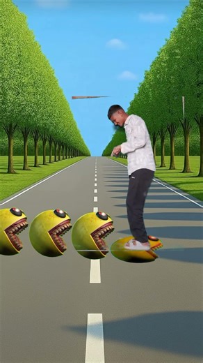 I jump on monster Pac Man vs big monster Pac Man game over😁 #shorts#youtubeshorts#viral#funny#vfx