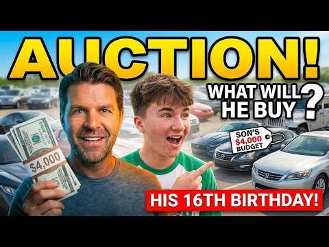 SURPRISE! I gave my Son $4,000 and took him to a CAR AUCTION What will he buy?