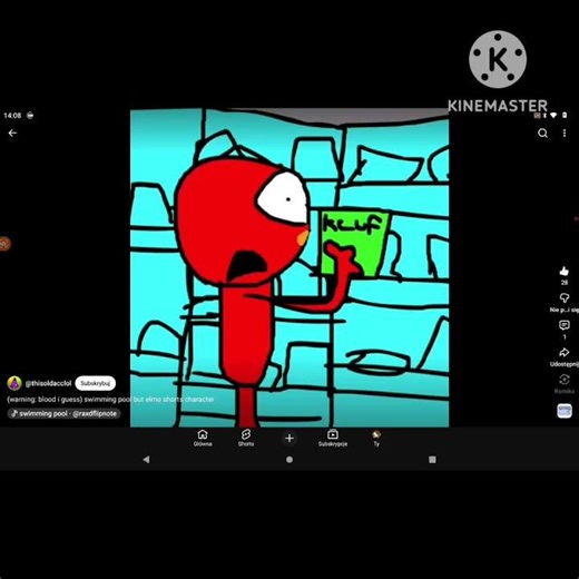(waring blood i guess) Swiming pool with elmo shorts character
