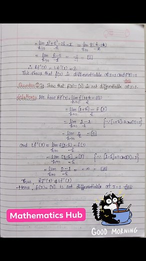 Differentiability of a function #differentiability #calculus #IIT #mathematics #viralreelsfb #viralshorts | Mathematics Hub | Facebook