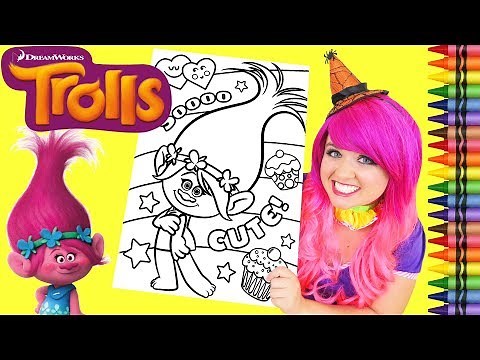 Coloring Trolls Poppy Rainbow GIANT Coloring Book Page Crayola Crayons | KiMMi THE CLOWN
