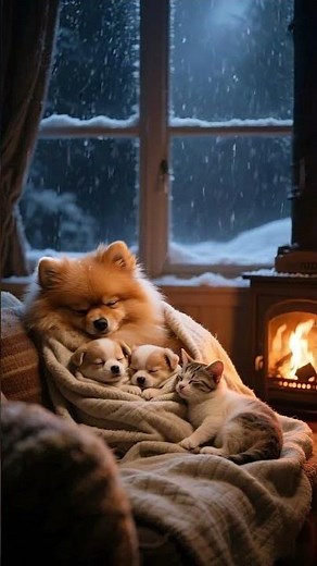 CALM MUSIC AND FIREPLACE FOR DOG SLEEP
