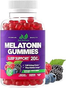 Melatonin 20mg Gummies (120 Count) - Maximum Strength Sleep Support for Adults with 10mg of Melatonin Per Gummy - Gluten-Free, Vegetarian, Great Tasting Mixed Berry Flavor - 60 Servings
