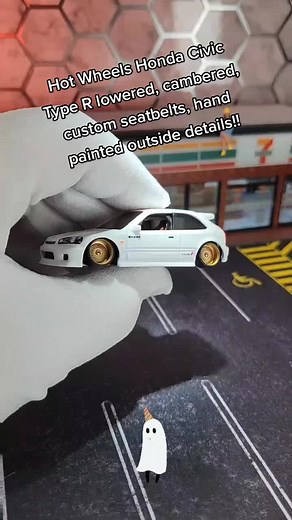 Custom Hot Wheels Honda Civic Type R with 3D Printed Seatbelts and Spoon Decals