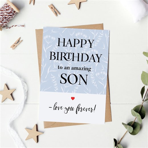Printable Birthday Card for Son: DIY Card With Envelope (digital Download) - Etsy