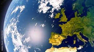 Belgium Map With Borders, View From Space, Earth Globe