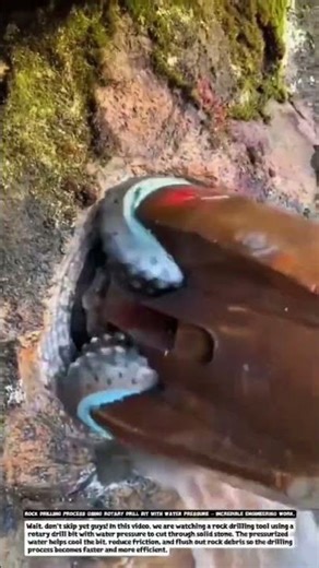 Rock Drilling Process Using Rotary Drill Bit with Water Pressure – Incredible Engineering Work.