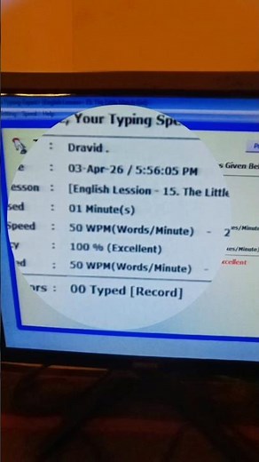 100% Accuracy 1 minutes me typing test sonma typing lesson 15 #note