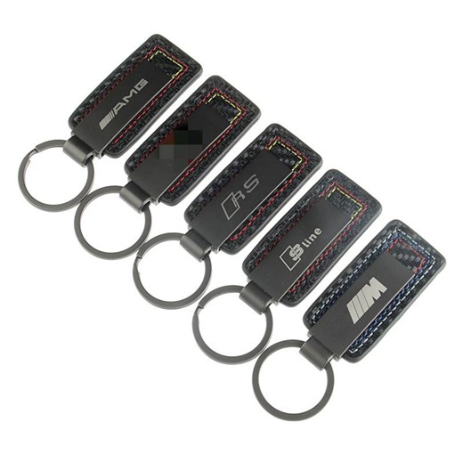 BMW Audi Mercedes-benz Genuine Leather Carbon Fiber Car Keychain Pendant - Etsy