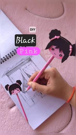 DIY Blackpink Pencil Topper 🖤🩷 Cute School Supplies DIY..#diy #shorts
