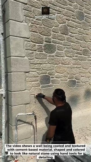 Stone Wall Texture Finishing Technique | Realistic Exterior Coating #Construction #StoneFinish #DIY