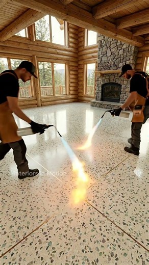 Terrazzo under glass—clean, bright, and cabin-cozy. ✨🏡Under glass. Under your feet.#ResinFloor