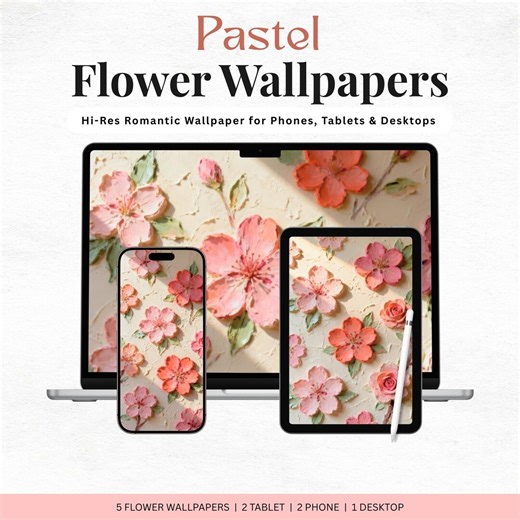 Pink Floral iPhone Wallpaper, Pastel Flower iPhone Background, Soft Aesthetic Floral Wallpaper for iPad & Desktop (digital Download) - Etsy